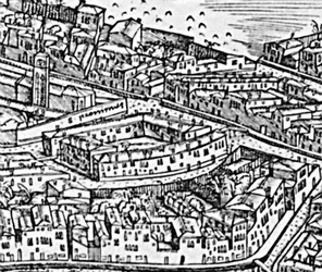 Grande Pianta Prospettica - Venetië, detail van de ghetto, c.1500 (detail)